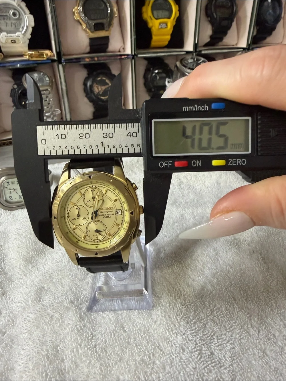Seiko Gold Chronograph Watch - Gold Dial, Black Strap
